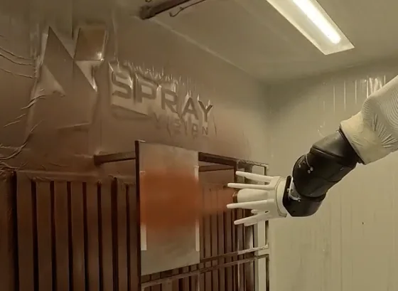 Robot collecting a data set in a paint booth