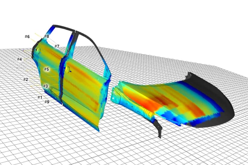 Simulation of doors and hood with selected layers