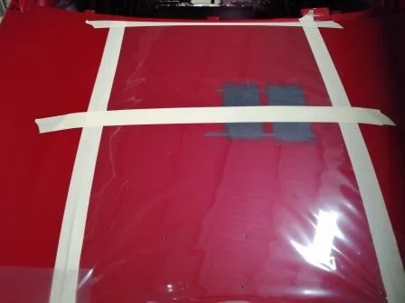 Test foil taped onto a hood