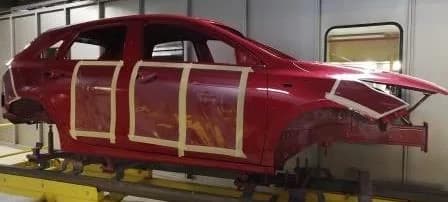 Test foil applied to a car body