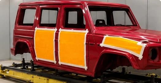 Car body with thickness foils on the doors