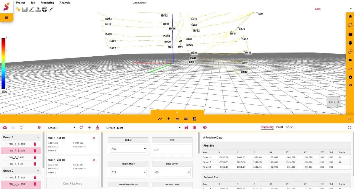 SprayBrush export of parameters to the robot program